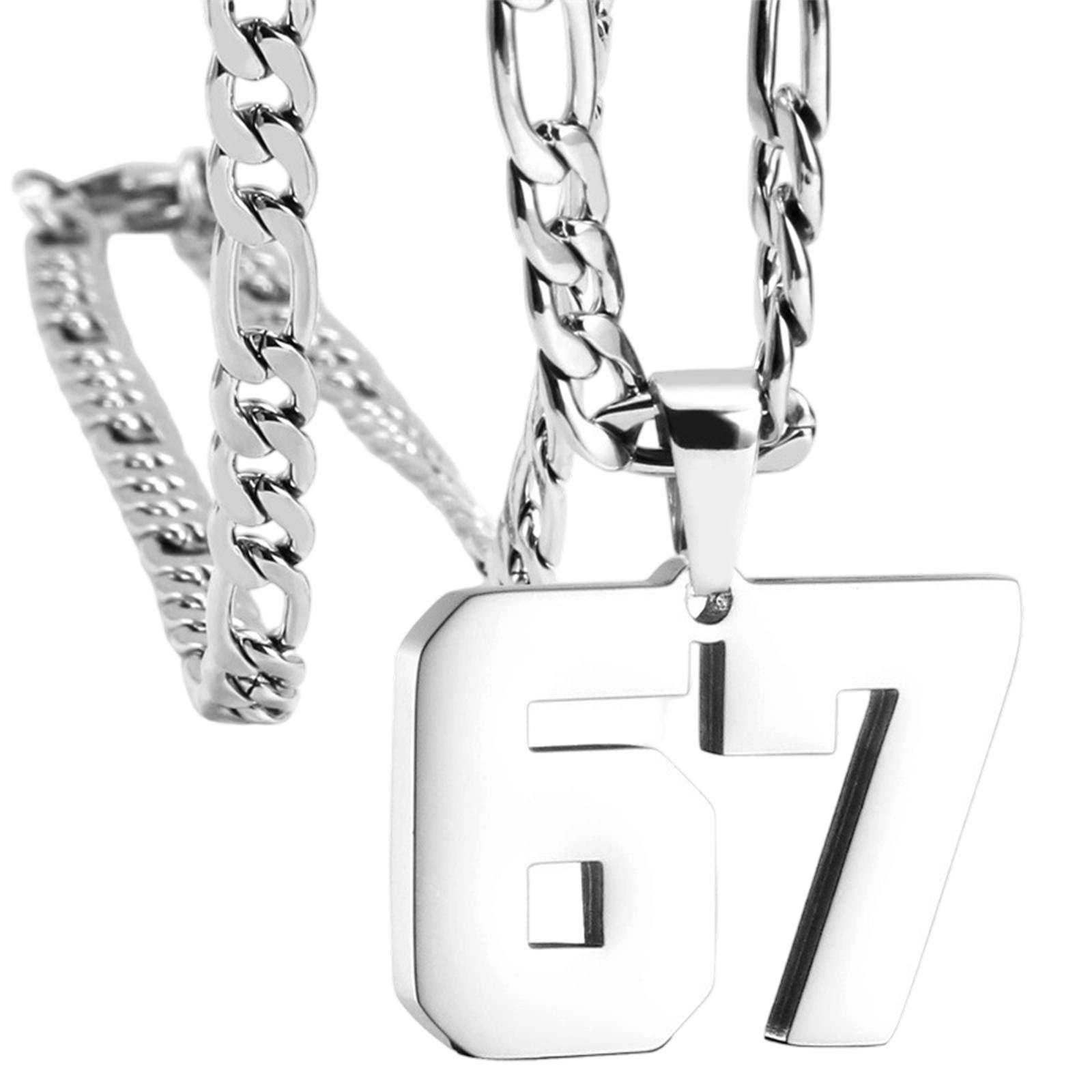 Stainless Steel Number 67 Pendant Necklace with Curb Chain Simple Geometric Style for Daily Wear Unisex Jewelry Accessories One Size
Stainless Steel Number 67 Pendant Necklace with Curb Chain Simple Geometric Style for Daily Wear Unisex Jewelry Accessories One Size