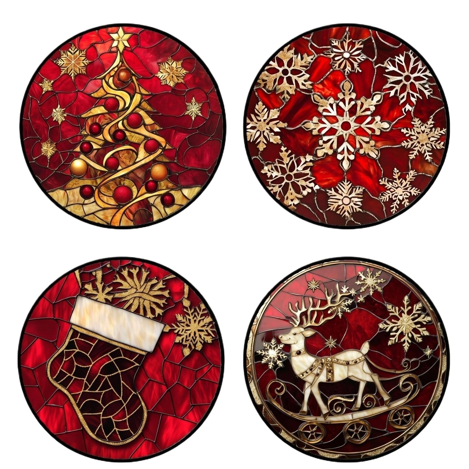 Set of 4 Acrylic Sun Catchers Holiday Decorative Hanging Ornaments Featuring Christmas Tree Snowflake Stocking and Reindeer Designs for Window Display one size
Set of 4 Acrylic Sun Catchers Holiday Decorative Hanging Ornaments Featuring Christmas Tree Snowflake Stocking and Reindeer Designs for Window Display one size