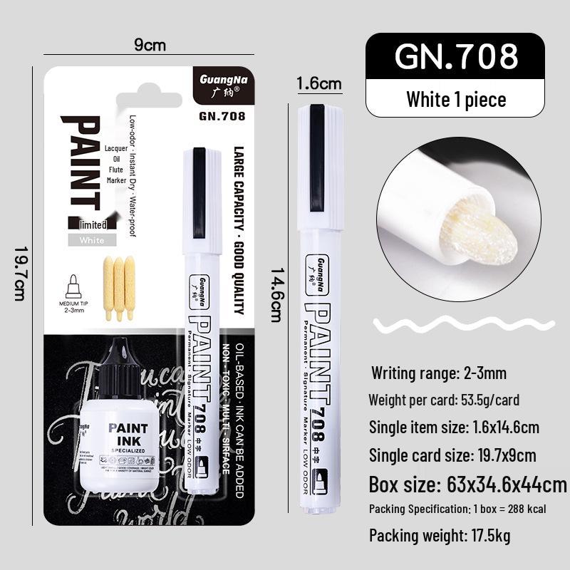 Wide Range 708 Waterproof Oil-Based Quick-Dry Tire Touch-Up Marker for Number Marking
Wide Range 708 Waterproof Oil-Based Quick-Dry Tire Touch-Up Marker for Number Marking