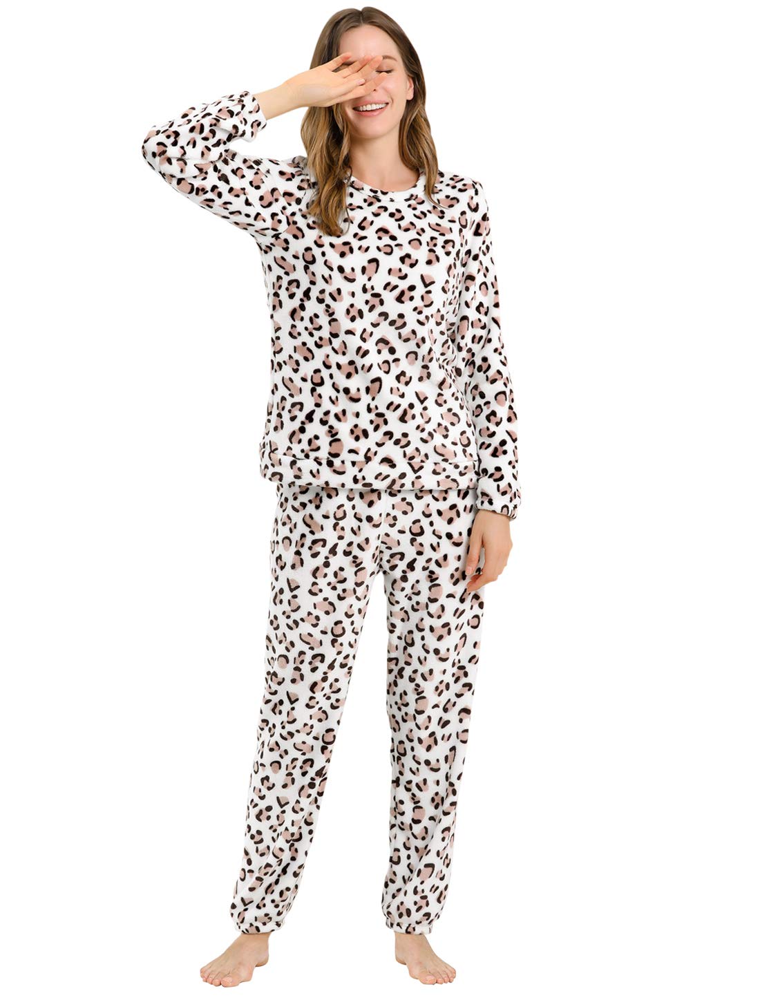 Allegra K Women s Fluffy Flannel Pajamas, Winter Loungewear, Long Sleeve Top and Bottom Set, Leopard Print, Size M
Allegra K Women s Fluffy Flannel Pajamas, Winter Loungewear, Long Sleeve Top and Bottom Set, Leopard Print, Size M