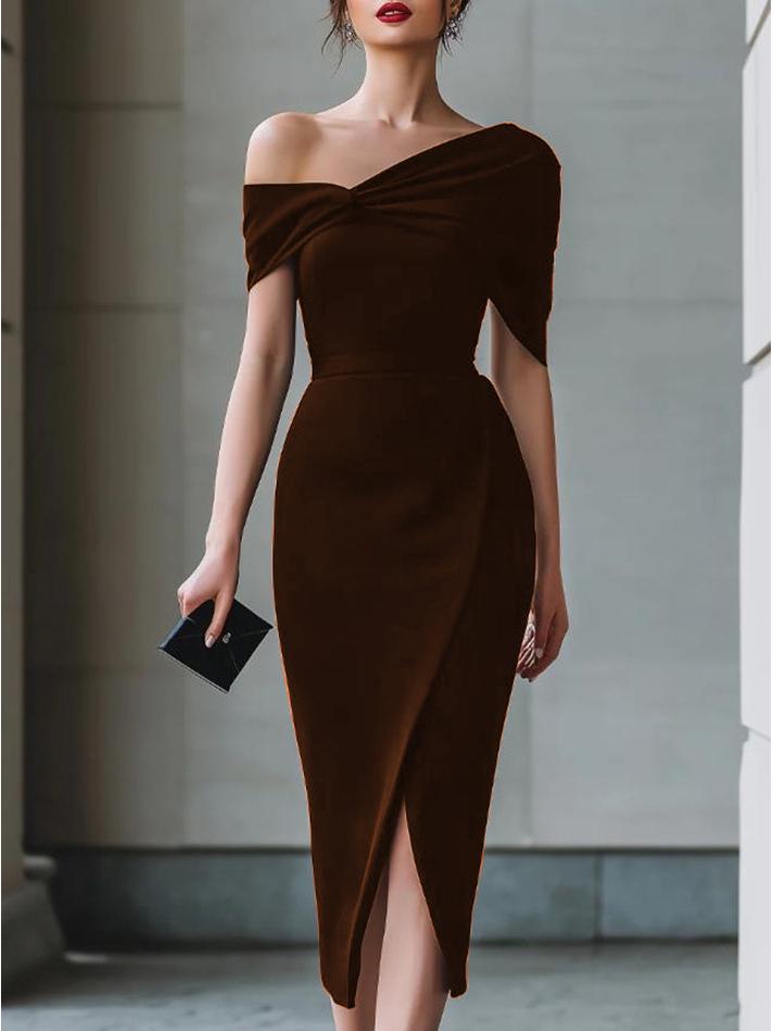 Elegant Irregular Solid Color Summer Commute Dress for Europe and America 2026 2XL темно-коричневого кольору
Elegant Irregular Solid Color Summer Commute Dress for Europe and America 2026 2XL темно-коричневого кольору