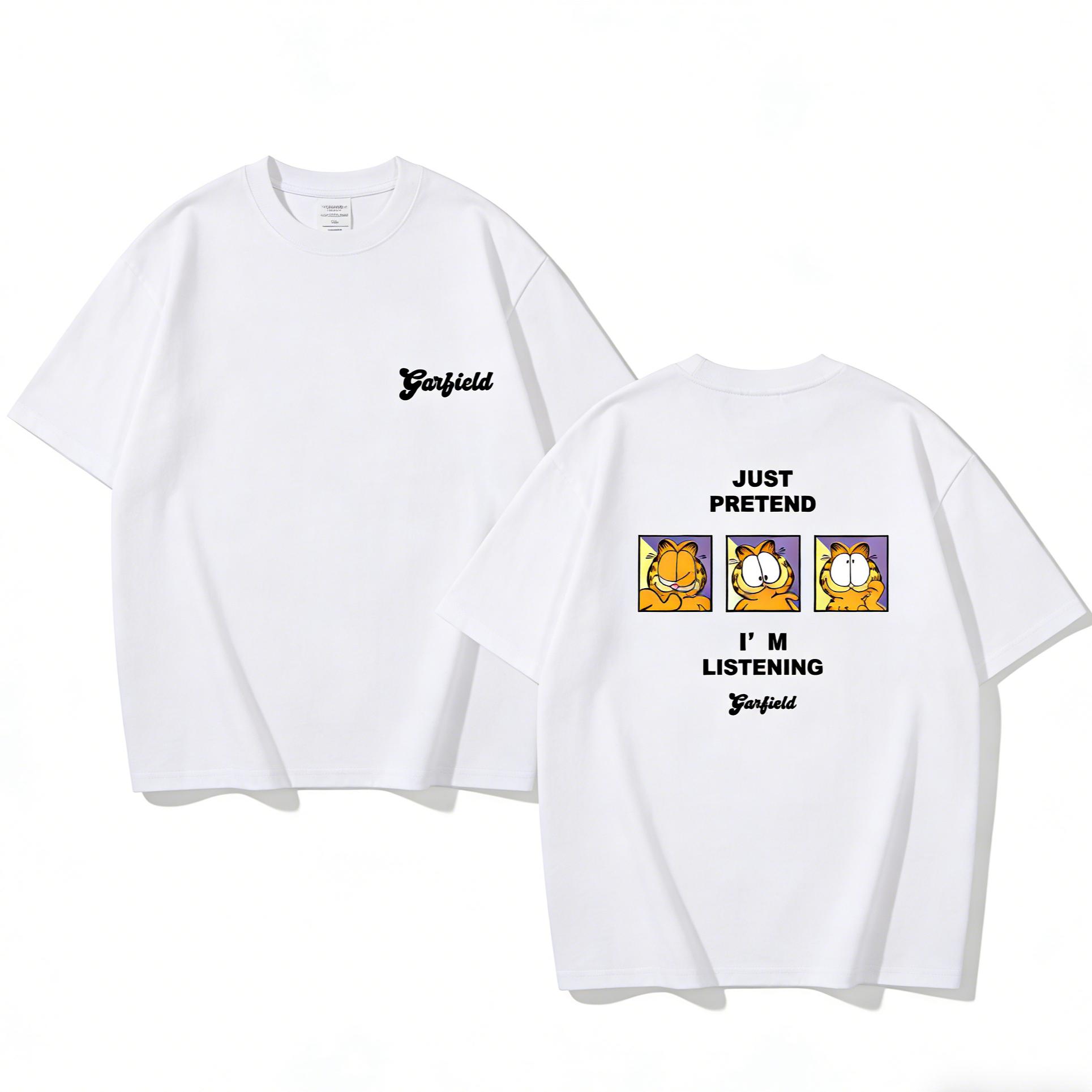 Garfield Just Pretend I m Listening Front & Back Print T-Shirt, American Streetwear Heavyweight Cotton Loose Fit Oversized Couple Top 3XL
Garfield Just Pretend I m Listening Front & Back Print T-Shirt, American Streetwear Heavyweight Cotton Loose Fit Oversized Couple Top 3XL
