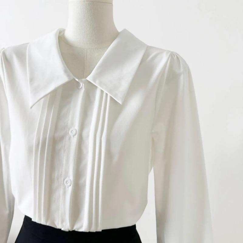 Womens Solid Color Pointed Collar Pleated Long Sleeve Blouse S белый
Womens Solid Color Pointed Collar Pleated Long Sleeve Blouse S белый
