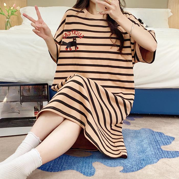 Женские ночные рубашки с коротким рукавом из тонкого хлопка, женские летние полосатые принты с рисунком, домашняя одежда для молодых девушек, милая ночная рубашка, повседневная свободная одежда для отдыха 3XL
Женские ночные рубашки с коротким рукавом из тонкого хлопка, женские летние полосатые принты с рисунком, домашняя одежда для молодых девушек, милая ночная рубашка, повседневная свободная одежда для отдыха 3XL