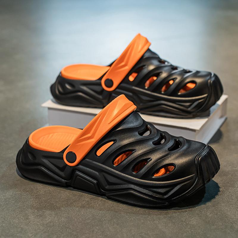 Мужские высококачественные повседневные сандалии Лето Новые дышащие туфли с полыми отверстиями Уличная пляжная обувь Модные шлепанцы двойного назначения для вождения 39-40