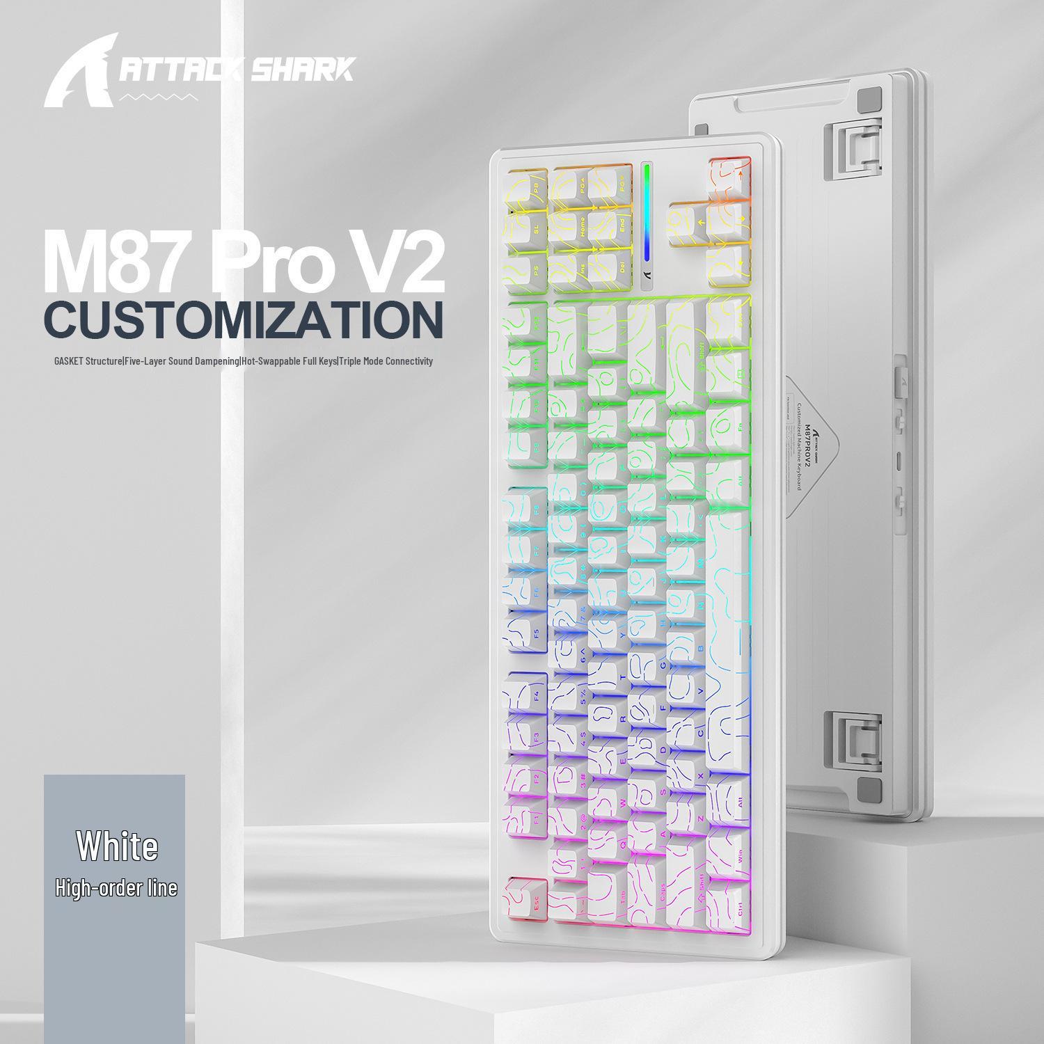 Attack Shark M87PROV2 RGB Wireless Bluetooth Mechanical Keyboard, Custom Hot-Swappable, Side-Printed, Three-Mode Lighting
Attack Shark M87PROV2 RGB Wireless Bluetooth Mechanical Keyboard, Custom Hot-Swappable, Side-Printed, Three-Mode Lighting