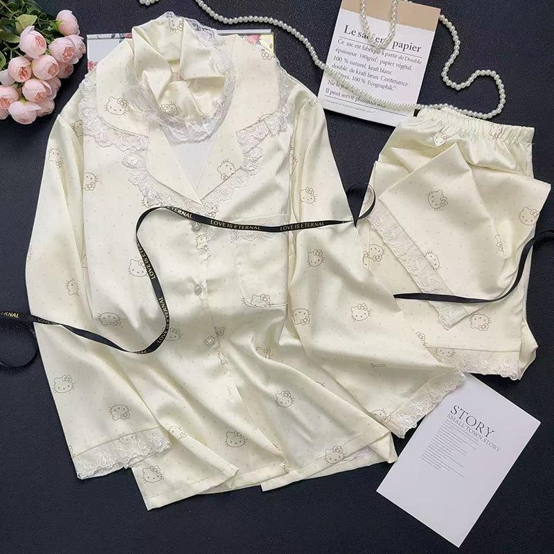 2025 Autumn Women s Ice Silk Pajama Set - Thin Style, Lace Trim, Long Sleeve, Long Pants, with Hair Tie M
2025 Autumn Women s Ice Silk Pajama Set - Thin Style, Lace Trim, Long Sleeve, Long Pants, with Hair Tie M