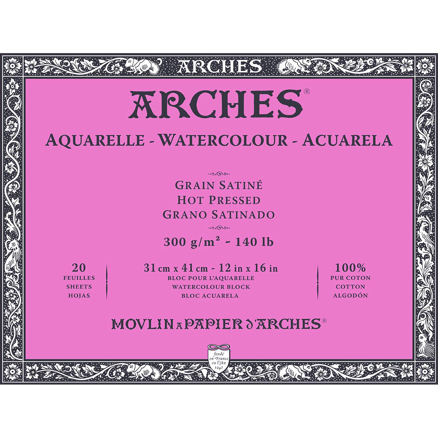 Arches Watercolor Paper Block 300g Extra Fine 31X41cm 20 Sheets (1795074) Natural White
Arches Watercolor Paper Block 300g Extra Fine 31X41cm 20 Sheets (1795074) Natural White