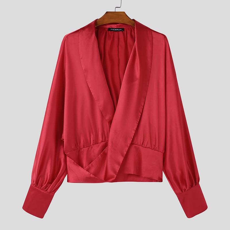 INCERUN Men Long Sleeve Solid Color V Neck Ruffled Satin Shirts Tops L вина червоного кольору
INCERUN Men Long Sleeve Solid Color V Neck Ruffled Satin Shirts Tops L вина червоного кольору