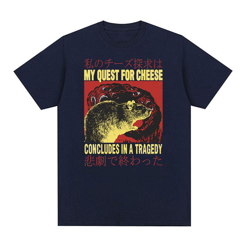 Японская крыса My Quest for Cheese, забавные футболки с рисунком, мужские и женские модные хлопковые футболки с короткими рукавами в стиле ретро, Harajuku, большие размеры
Японская крыса My Quest for Cheese, забавные футболки с рисунком, мужские и женские модные хлопковые футболки с короткими рукавами в стиле ретро, Harajuku, большие размеры