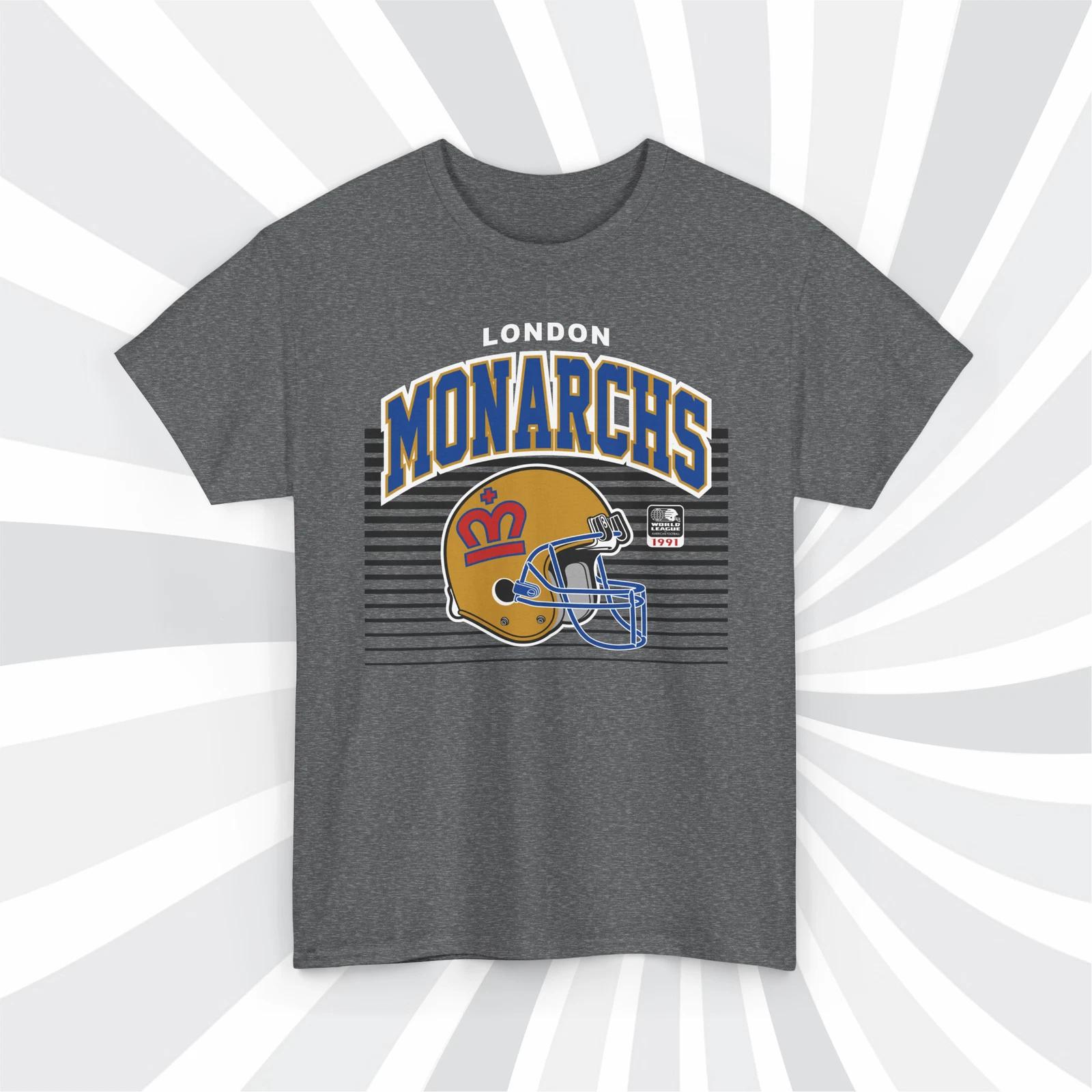 London Monarchs 1991 WLAF Vintage Football Helmet T shirt 4XL
London Monarchs 1991 WLAF Vintage Football Helmet T shirt 4XL