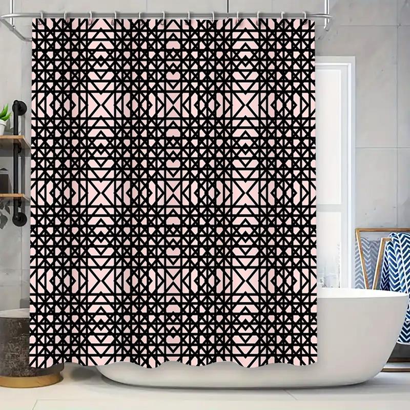 Modern Geometric Shower Curtain Fabric Waterproof Decorative Bathroom Accessories With Rod Set Black Pink (L) W60H190(CM)-1 Pcs
Modern Geometric Shower Curtain Fabric Waterproof Decorative Bathroom Accessories With Rod Set Black Pink (L) W60H190(CM)-1 Pcs