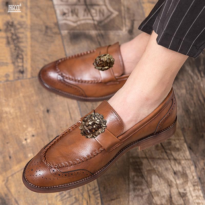 Модная Высококачественная дизайнерская дышащая мужская обувь Лоферы Вышитые туфли-бобы Большой размер 46 47 туфли для платья A9 38 коричневый