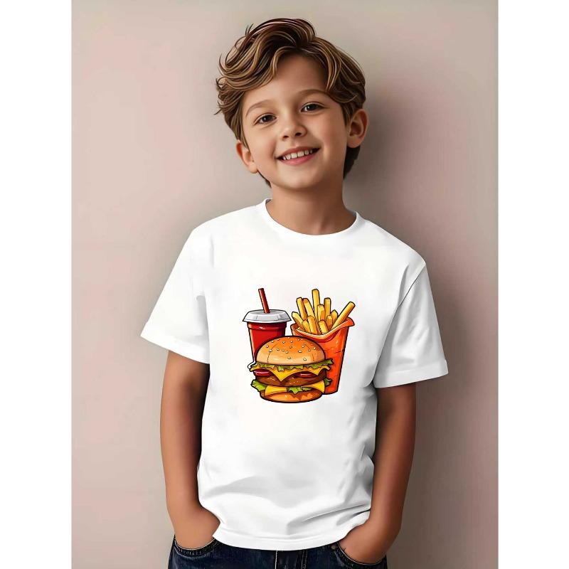 European sizes Boys Soft And Breathable Casual Top Featuring a Hamburger And Fries Design, Regular Fit Round Neck Summer T-Shirt 164cm білий
European sizes Boys Soft And Breathable Casual Top Featuring a Hamburger And Fries Design, Regular Fit Round Neck Summer T-Shirt 164cm білий
