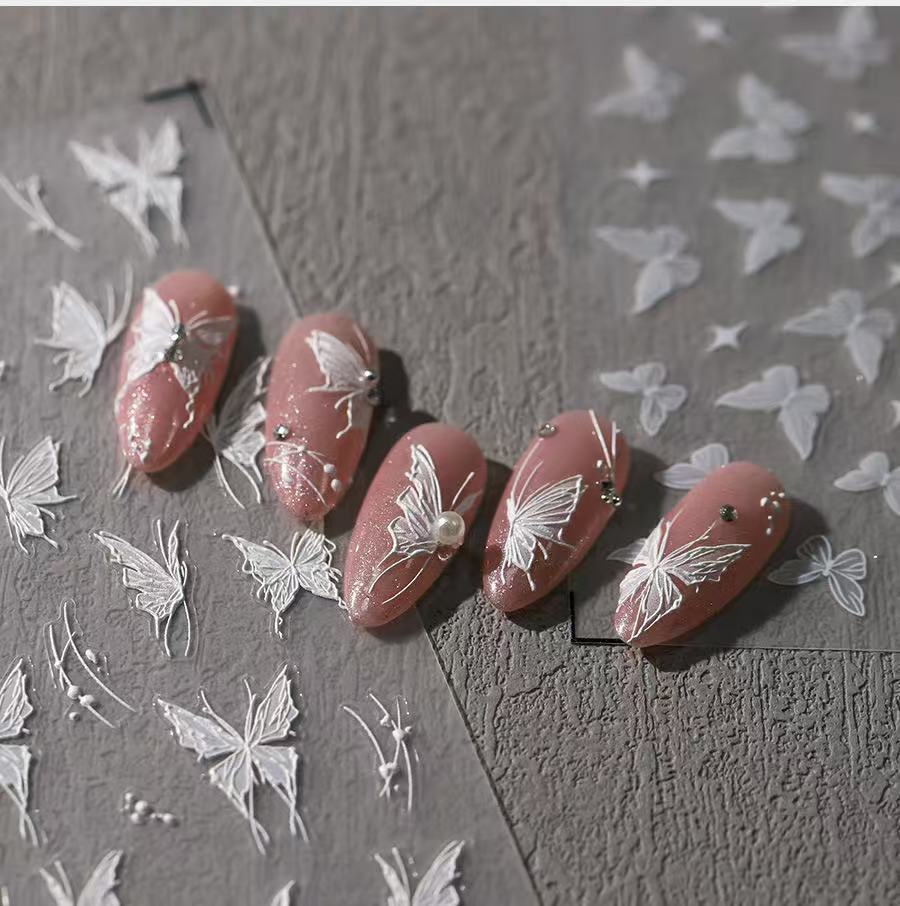 White Relief Butterfly Nail Art Sticker Three-dimensional Glue-back High-end Fairy Gas Liquid Butterfly Nail Sticker Decoration T160-Cold Brew Butterfly Dream
White Relief Butterfly Nail Art Sticker Three-dimensional Glue-back High-end Fairy Gas Liquid Butterfly Nail Sticker Decoration T160-Cold Brew Butterfly Dream
