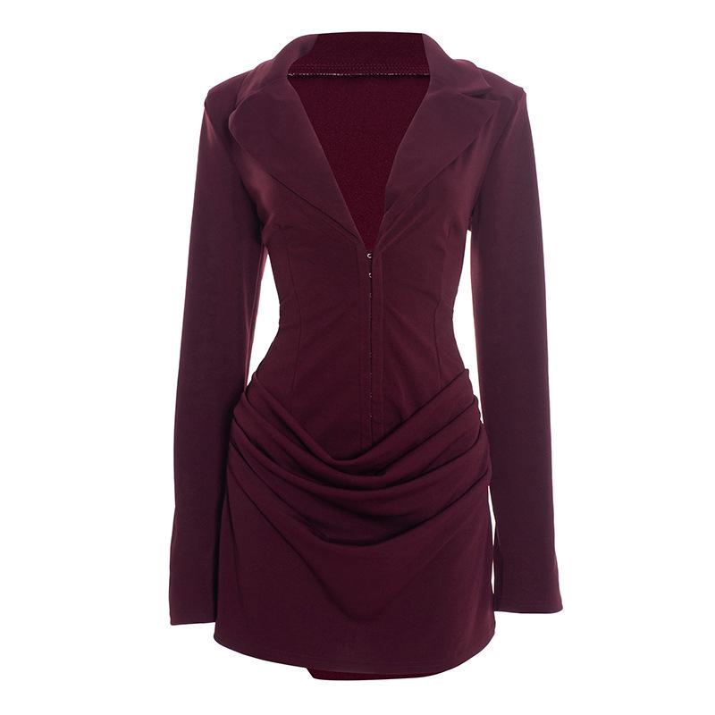 Women s Solid Color Deep V-neck Pleated Mini Dress - Autumn/Winter Collection Small червоний
Women s Solid Color Deep V-neck Pleated Mini Dress - Autumn/Winter Collection Small червоний