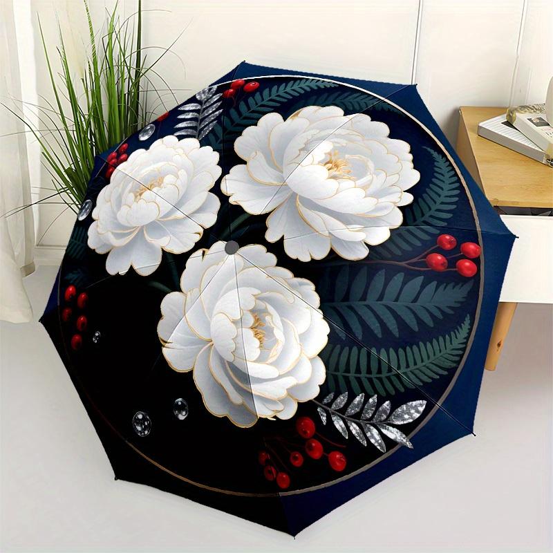 1pc Elegant White Peonies with Red Berries Umbrella with Plastic Handle,Suitable for All Seasons Home Travel Outdoor UmbrellaB1706
1pc Elegant White Peonies with Red Berries Umbrella with Plastic Handle,Suitable for All Seasons Home Travel Outdoor UmbrellaB1706
