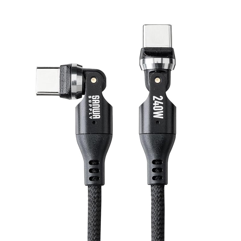 Sanwa Direct USB-C cable Fast charging compatible PD240W L-shaped connector Rotating connector at both ends Omnidirectional support mesh with cable
Sanwa Direct USB-C cable Fast charging compatible PD240W L-shaped connector Rotating connector at both ends Omnidirectional support mesh with cable