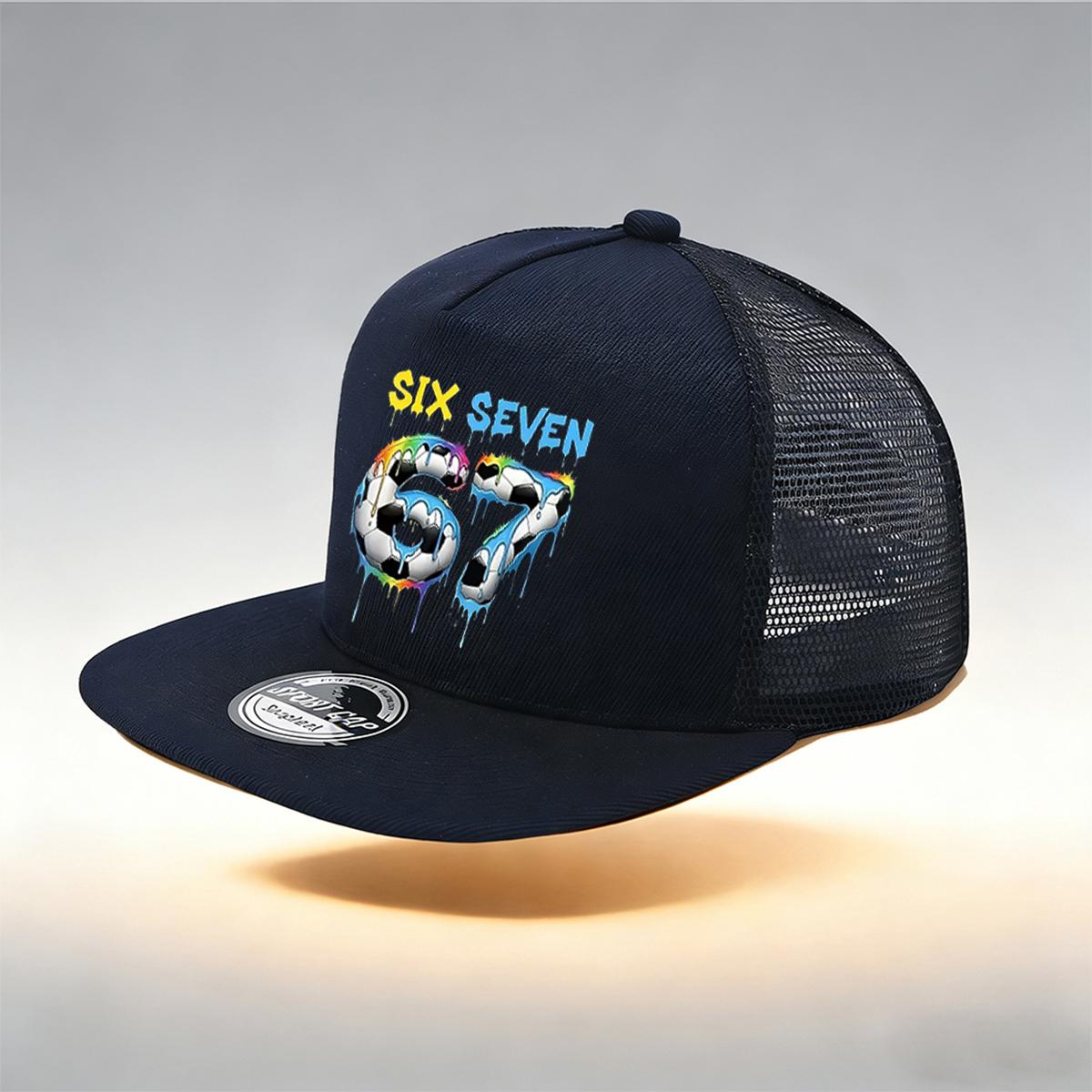 1/2PC Breathable Flat Brim 67 Hat, One Size, Soccer SIX SEVEN Print, Trendy Sporty Street Style for Daily Wear темно-синий
1/2PC Breathable Flat Brim 67 Hat, One Size, Soccer SIX SEVEN Print, Trendy Sporty Street Style for Daily Wear темно-синий