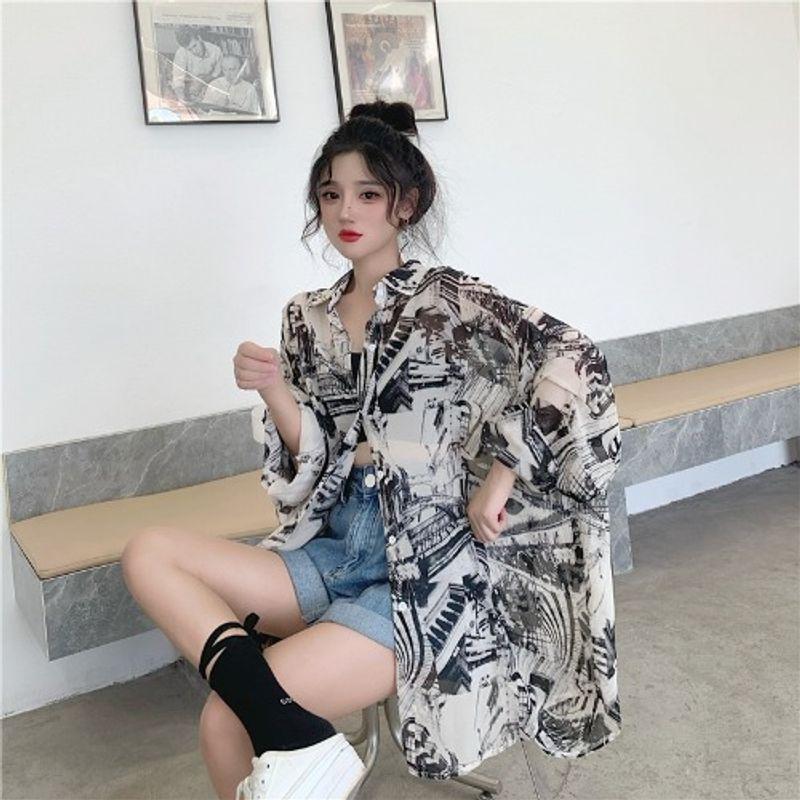 Модный стиль Ретро Большой размер Шифоновая рубашка от солнца Женская Тонкая Граффити чернилами Оверсайз Свободная Рубашка Пальто Picture Color XL
Модный стиль Ретро Большой размер Шифоновая рубашка от солнца Женская Тонкая Граффити чернилами Оверсайз Свободная Рубашка Пальто Picture Color XL