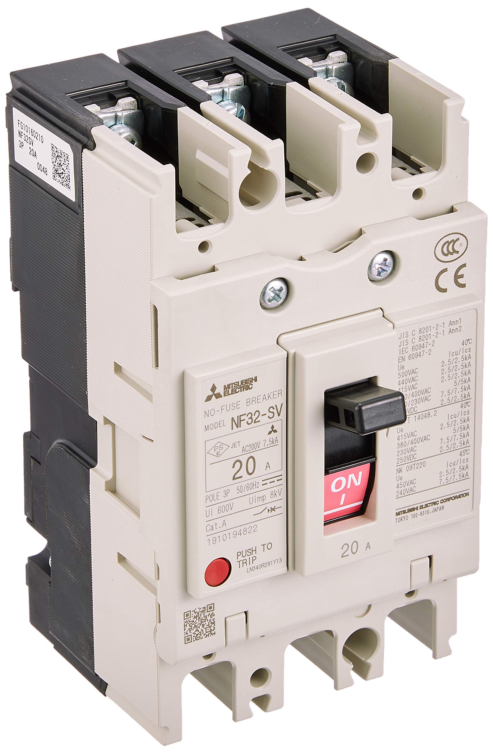 Mitsubishi Electric Breaker Series Compliant 3P 20A No-Fuse WS-V CE/CCC NF32-SV
Mitsubishi Electric Breaker Series Compliant 3P 20A No-Fuse WS-V CE/CCC NF32-SV