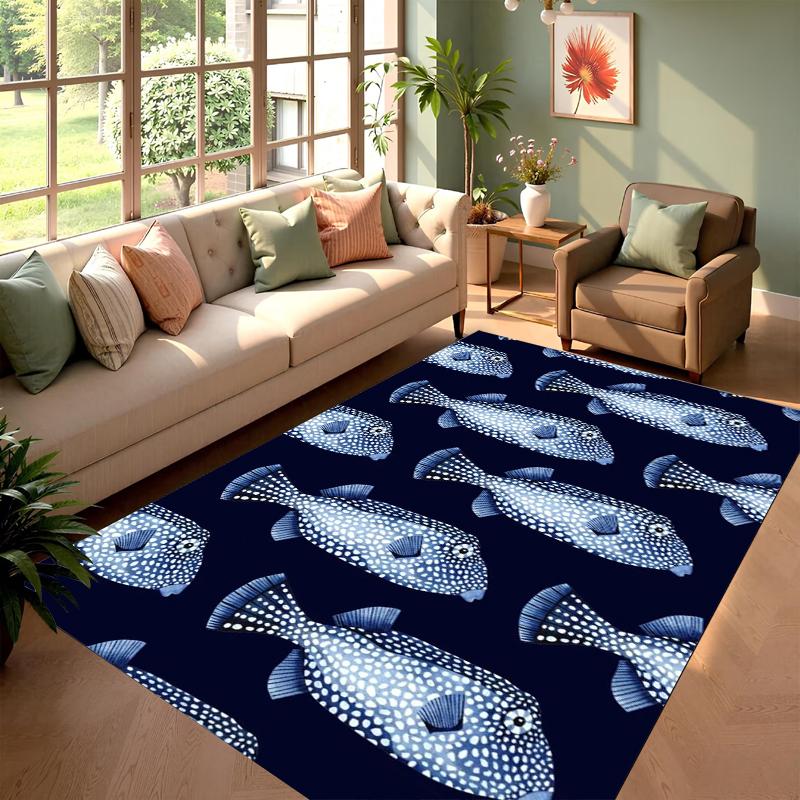 Nautical Blue Spotted Fish Area Rug Coastal Ocean Print NonSlip Floor Mat for Living Room Bedroom Beach House Decor Home Carpet 40X60CM
Nautical Blue Spotted Fish Area Rug Coastal Ocean Print NonSlip Floor Mat for Living Room Bedroom Beach House Decor Home Carpet 40X60CM