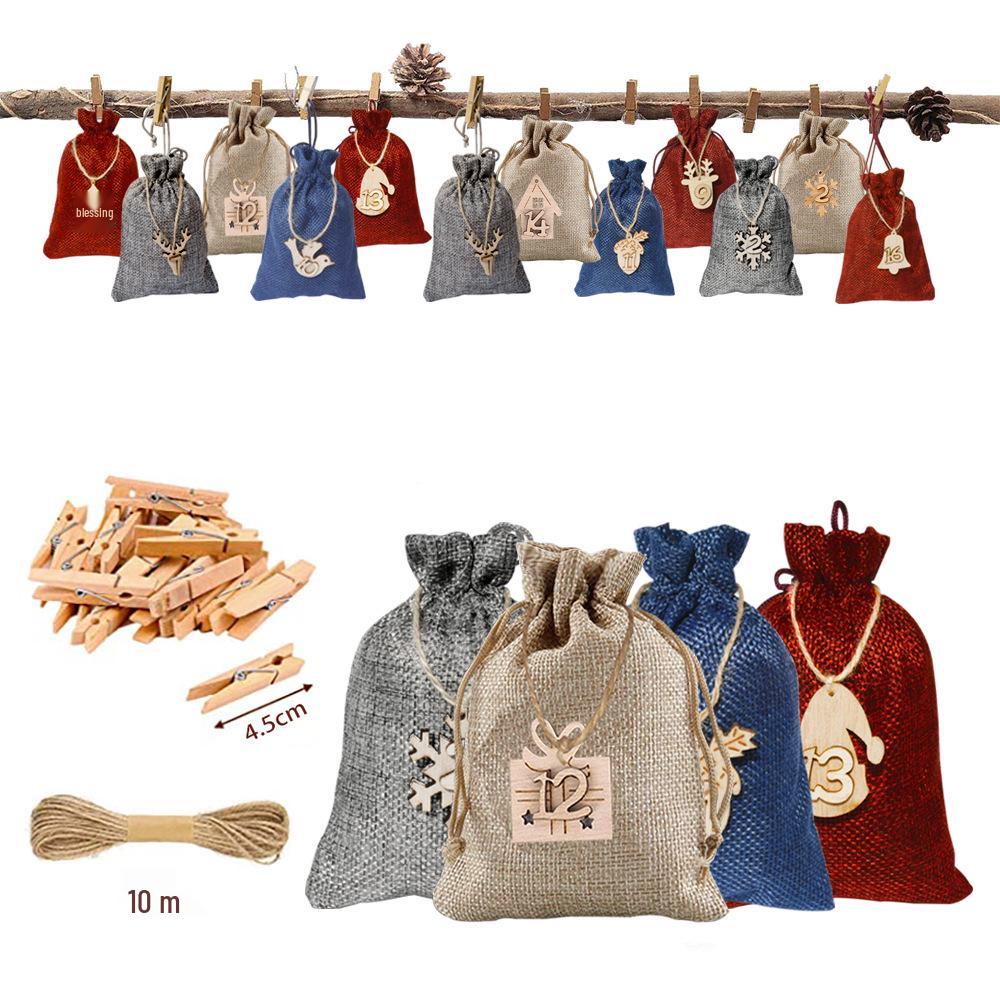 24pcs Burlap Drawstring Advent Calendar Christmas Candy Gift Bags
24pcs Burlap Drawstring Advent Calendar Christmas Candy Gift Bags