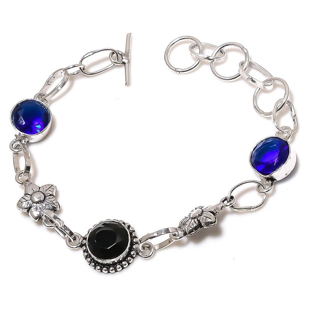 Браслет из стерлингового серебра 925 пробы с натуральной черной шпинелью и голубым топазом, 7–8 дюймов, S3M20
Браслет из стерлингового серебра 925 пробы с натуральной черной шпинелью и голубым топазом, 7–8 дюймов, S3M20