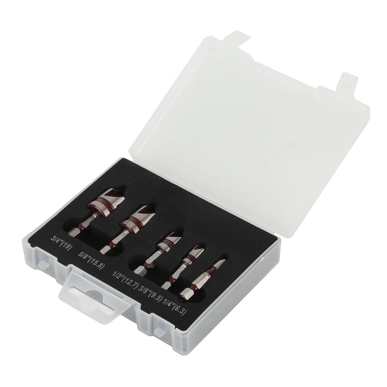 5PCS Countersink Drill Bits 82 Degree 5 Flute Hex Shank Drill Bit Set High Speed Steel Wood Punch
5PCS Countersink Drill Bits 82 Degree 5 Flute Hex Shank Drill Bit Set High Speed Steel Wood Punch