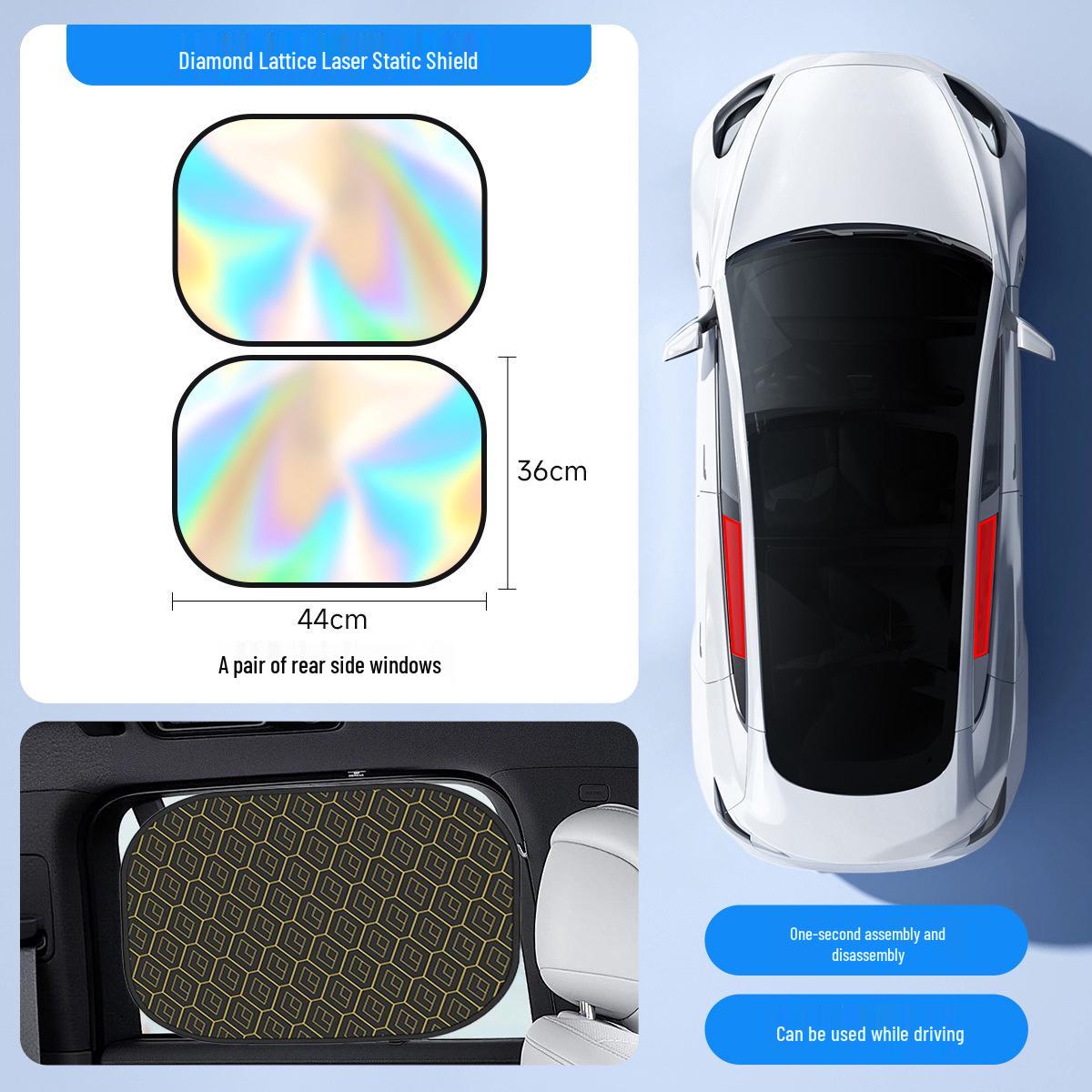 Diamond Lattice Laser Car Sunshade: Electrostatic Adsorption Visor for Heat Insulation and Sun Protection on Side Windows.
Diamond Lattice Laser Car Sunshade: Electrostatic Adsorption Visor for Heat Insulation and Sun Protection on Side Windows.