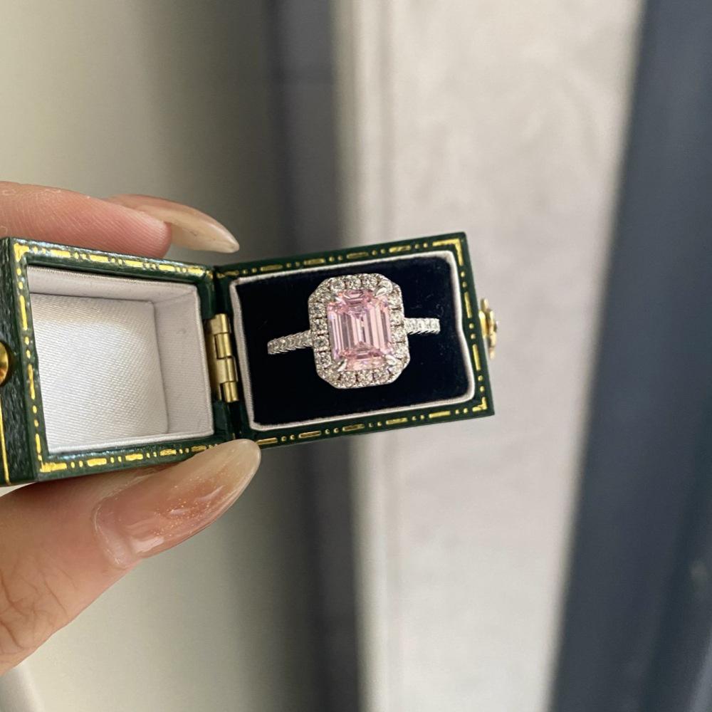 S925 Sterling Silver Pink Square Gemstone Ring for Women - 2 Carat with High-Carbon Cubic Zirconia. Size 5
S925 Sterling Silver Pink Square Gemstone Ring for Women - 2 Carat with High-Carbon Cubic Zirconia. Size 5