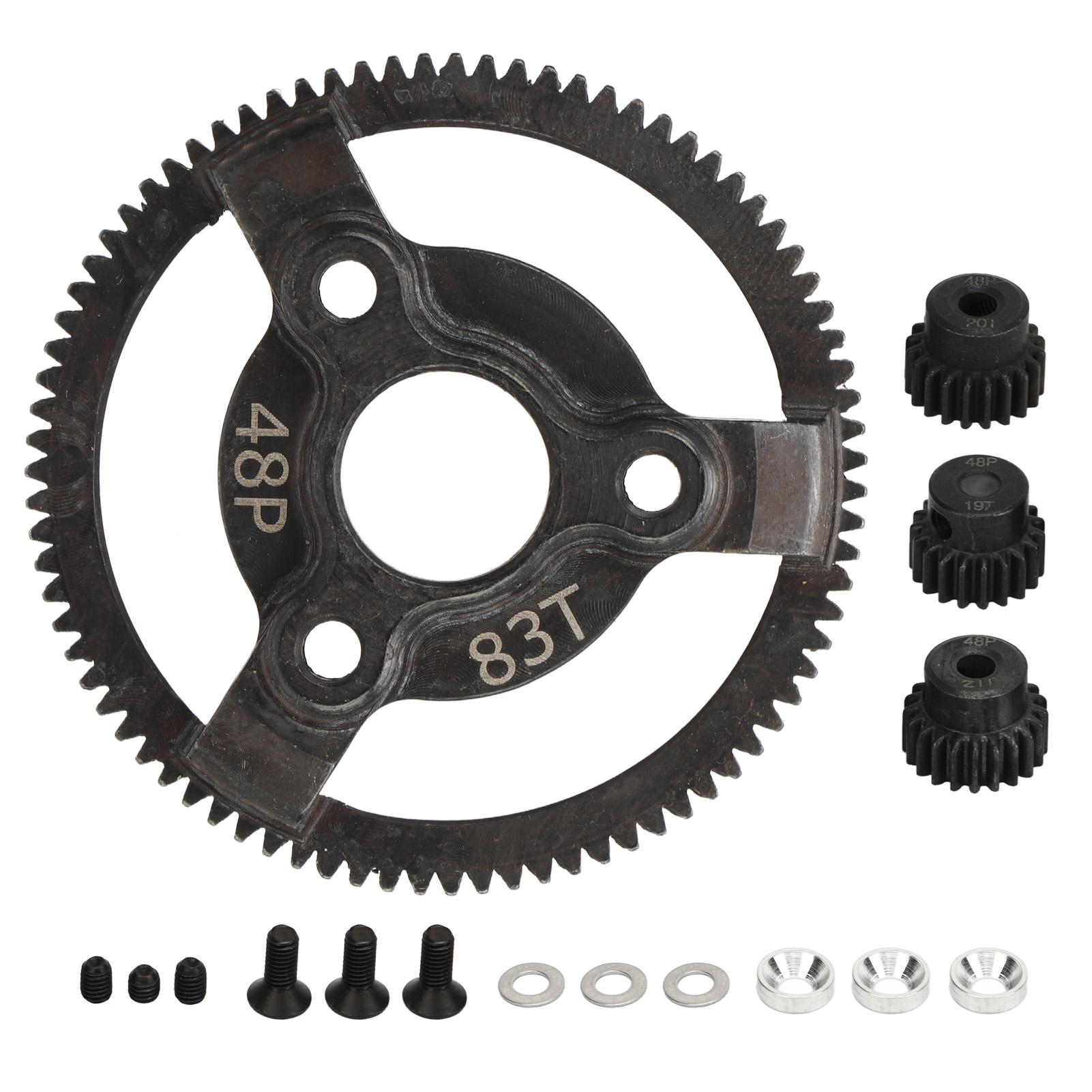 Pinion Spur Gear Set Hardened Steel 48P 83T Spur Gear 19T 20T 21T Pinion Gear Set for Traxxas Slash
Pinion Spur Gear Set Hardened Steel 48P 83T Spur Gear 19T 20T 21T Pinion Gear Set for Traxxas Slash