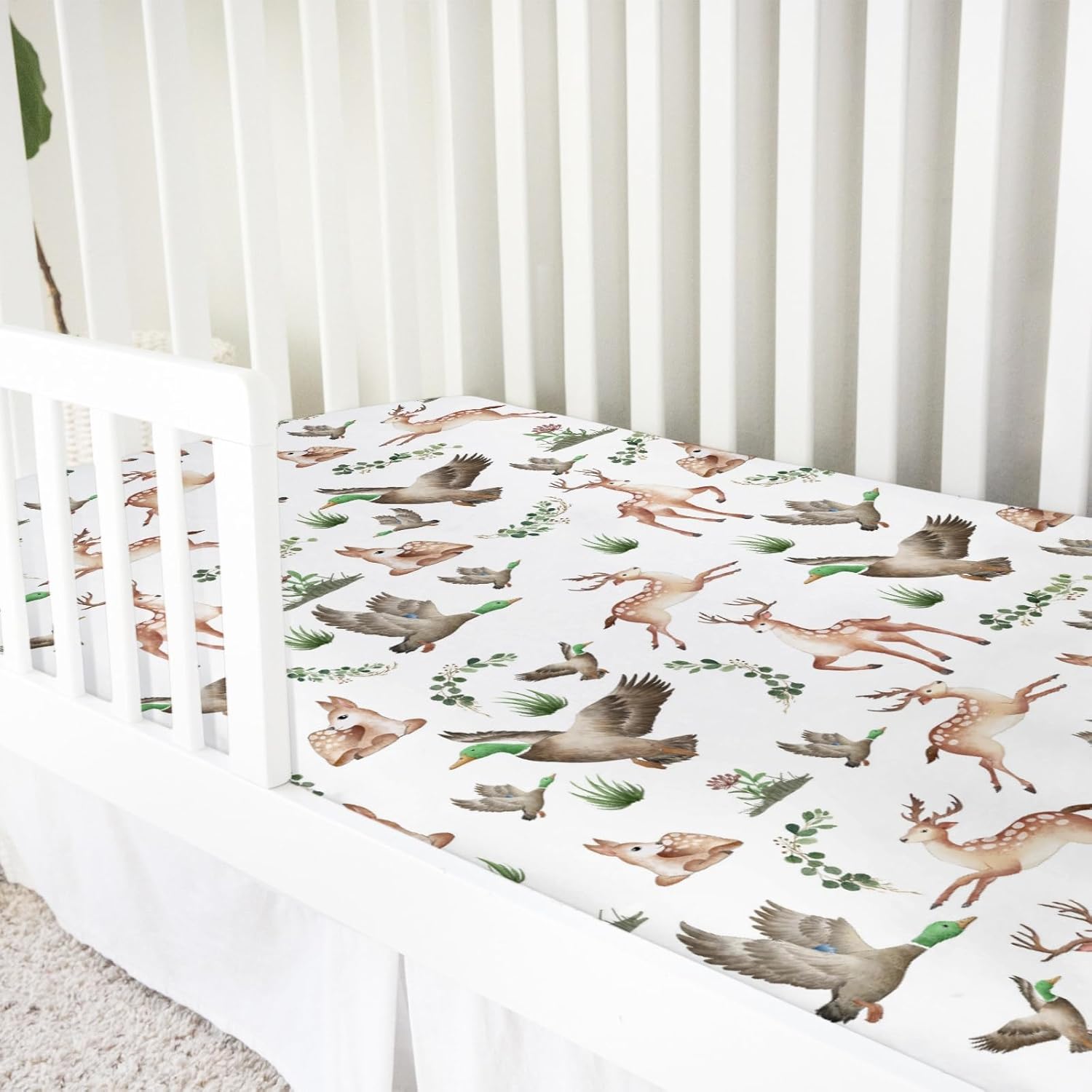 Woodland Wild Animals Hunting Crib Sheets for Girls and Boys 52 x28 Hunting Deer Duck Leaves Crib Mattress Sheet Soft Breathable Nursery Bed Sheet One size
Woodland Wild Animals Hunting Crib Sheets for Girls and Boys 52 x28 Hunting Deer Duck Leaves Crib Mattress Sheet Soft Breathable Nursery Bed Sheet One size