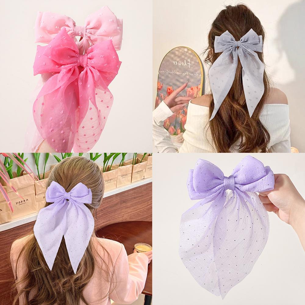 Women Girls Bowknot Streamer Hairpin Chiffon Ribbon Barrette Fashion Hair Accessories Woman Spring Clip Headwear with Bow Back
Women Girls Bowknot Streamer Hairpin Chiffon Ribbon Barrette Fashion Hair Accessories Woman Spring Clip Headwear with Bow Back