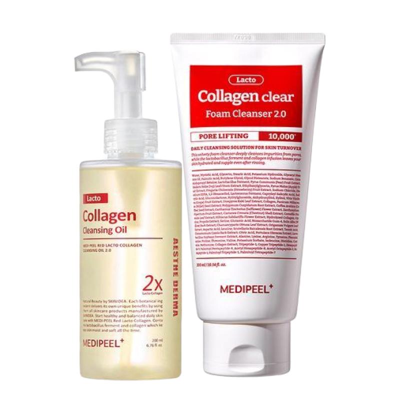 MEDI-PEEL Red Lacto Collagen Double Cleansing Set (Cleansing Oil 2.0 200ml + Clear Foam 2.0 300ml) Deep Pore & Elasticity Care
MEDI-PEEL Red Lacto Collagen Double Cleansing Set (Cleansing Oil 2.0 200ml + Clear Foam 2.0 300ml) Deep Pore & Elasticity Care
