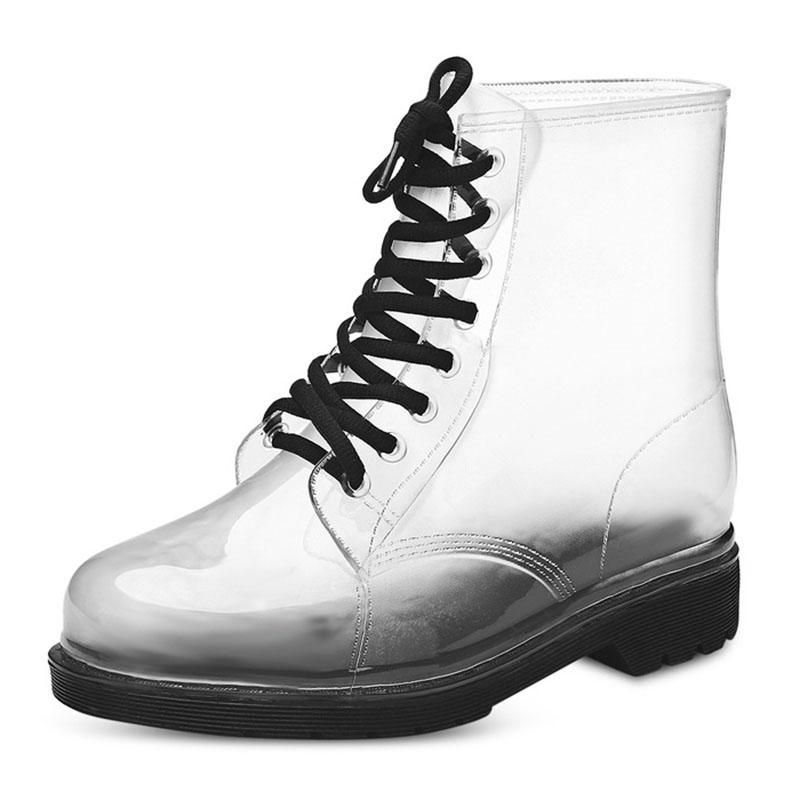 Модные летние женские резиновые сапоги, модная водонепроницаемая обувь, женские нескользящие прозрачные сапоги, женская обувь ярких цветов для улицы для девочек 37 чёрный