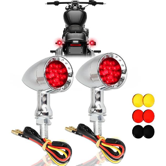 DREAMIZER 2pcs Chrome Bullet 15 LEDs Motorcycle Turn Signal Lights Front and Rear Indicator Lamps Compatible with Harley Honda Yamaha Cruiser Softail Chrome#2
DREAMIZER 2pcs Chrome Bullet 15 LEDs Motorcycle Turn Signal Lights Front and Rear Indicator Lamps Compatible with Harley Honda Yamaha Cruiser Softail Chrome#2