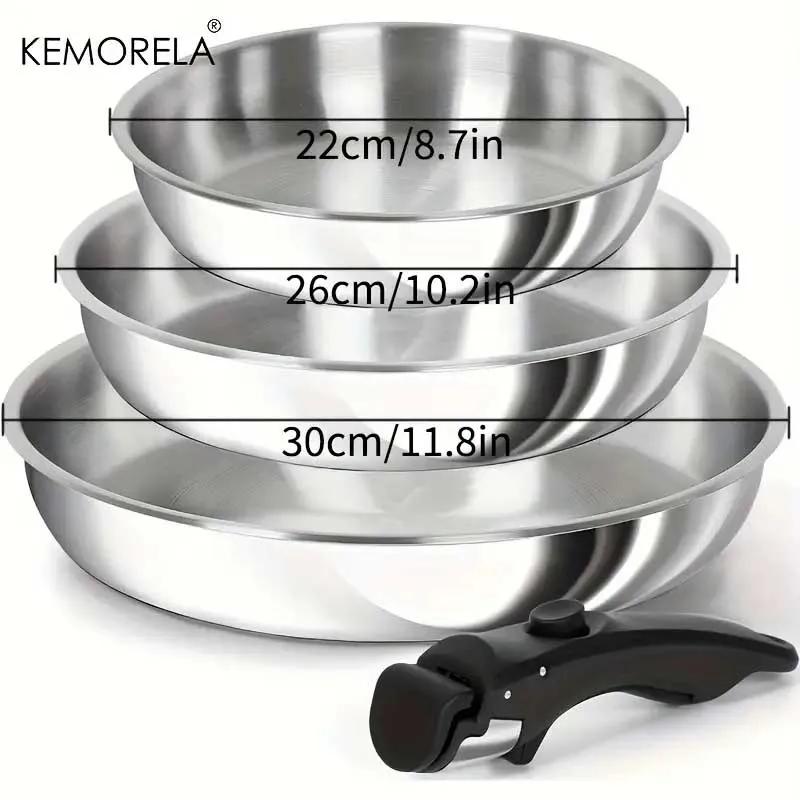 KEMORELA 316 Stainless Steel Frying Pan Set Cooking Pans with Removable Handle Triply Base Stainless Steel Pan Set Gas Stove
KEMORELA 316 Stainless Steel Frying Pan Set Cooking Pans with Removable Handle Triply Base Stainless Steel Pan Set Gas Stove