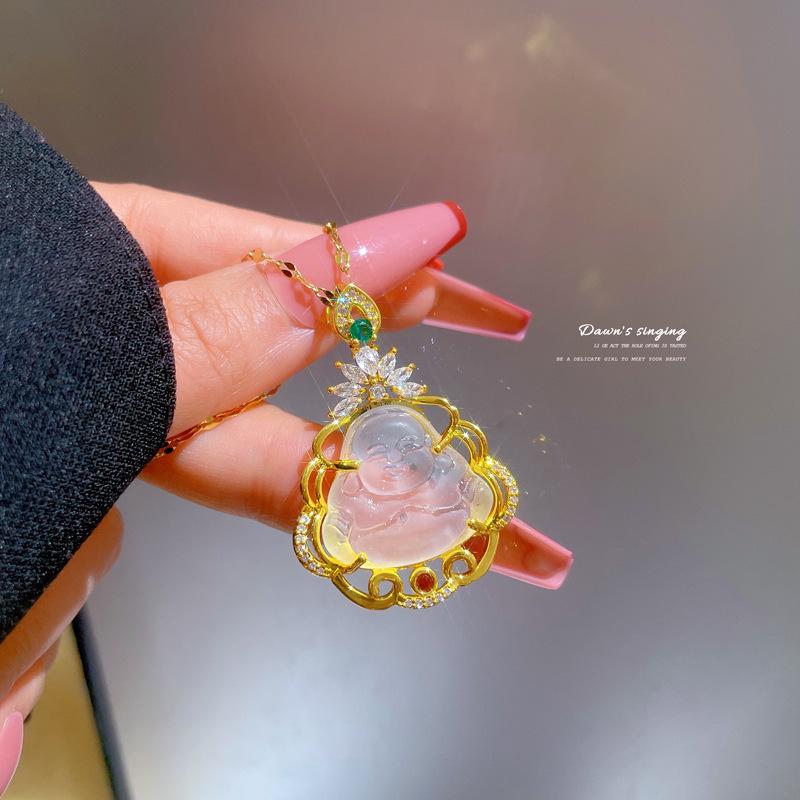 Luxury Bling Zircon Large Resin Maitreya Buddha Pendant Necklace for Women Men Gold Color Stainless Steel Chain Jewelry Gifts
Luxury Bling Zircon Large Resin Maitreya Buddha Pendant Necklace for Women Men Gold Color Stainless Steel Chain Jewelry Gifts