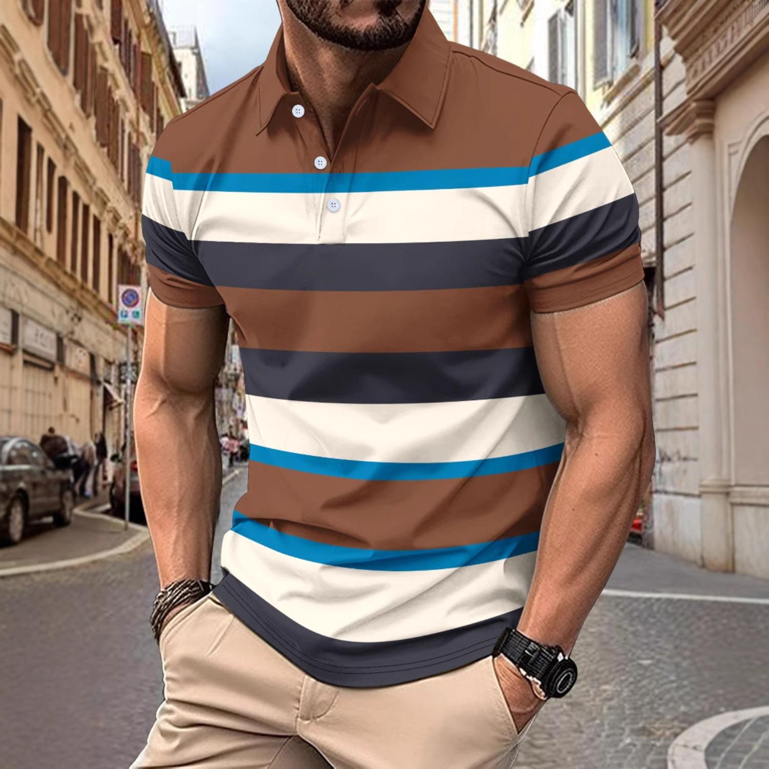 Fashion men s casual polo shirt V-neck button down business striped versatile T-shirt tops S темно-коричневого кольору
Fashion men s casual polo shirt V-neck button down business striped versatile T-shirt tops S темно-коричневого кольору
