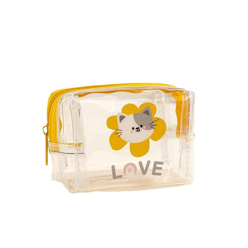 Милый кошелек, мини-сумка для хранения аксессуаров для волос с кабелем передачи данных, прозрачная сумка из ПВХ, переносная косметичка жёлтый