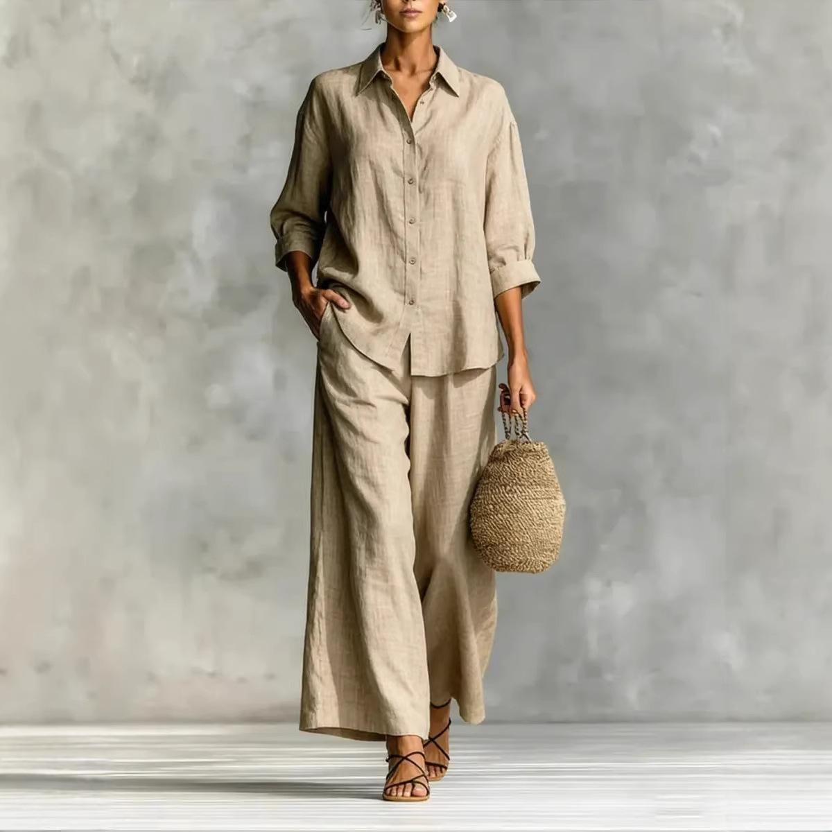 Women s Casual Linen Button Down Long Sleeve Shirt and Wide Leg Pants Set Multi Colors S хаки
Women s Casual Linen Button Down Long Sleeve Shirt and Wide Leg Pants Set Multi Colors S хаки