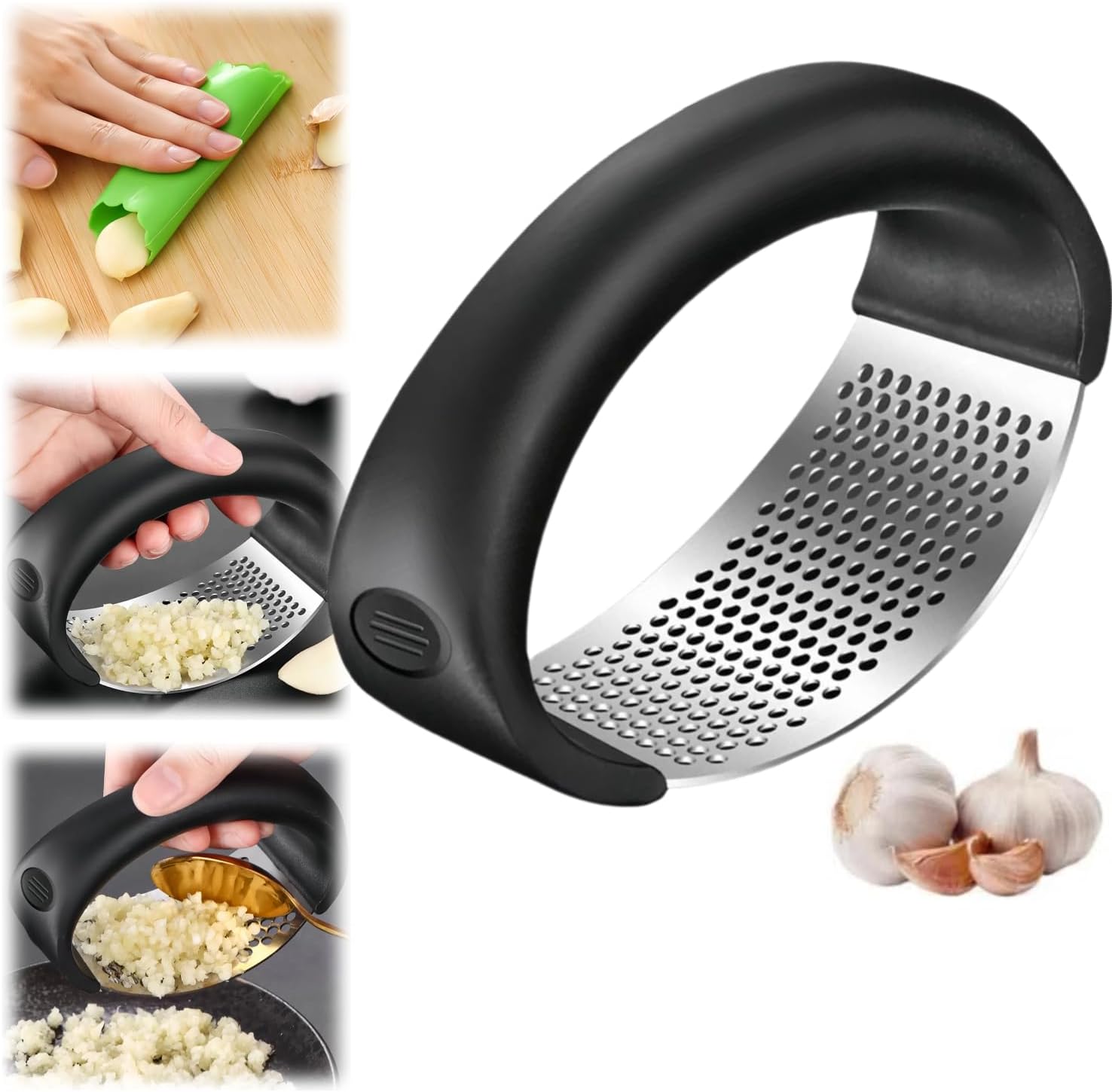 2025 Upgraded Stainless Steel Garlic Press Rocker Crusher Masher with Garlic Peeling Drum Onion Holder for Slicing чорний
2025 Upgraded Stainless Steel Garlic Press Rocker Crusher Masher with Garlic Peeling Drum Onion Holder for Slicing чорний