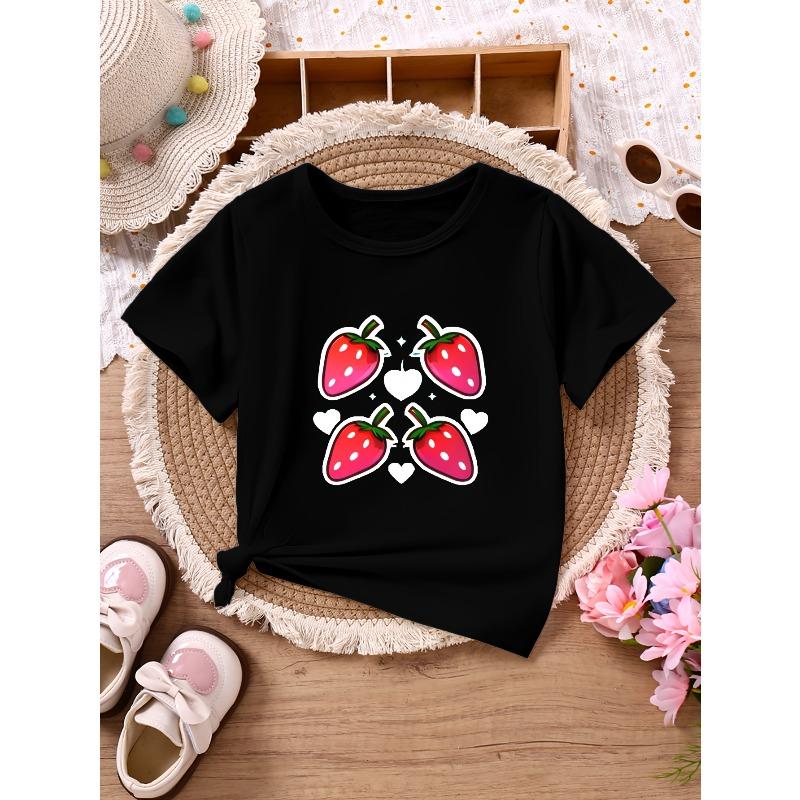 European Size Girls T-Shirt with Fruit Strawberry and Heart Print Short Sleeves for Toddlers 98cm чёрный
European Size Girls T-Shirt with Fruit Strawberry and Heart Print Short Sleeves for Toddlers 98cm чёрный
