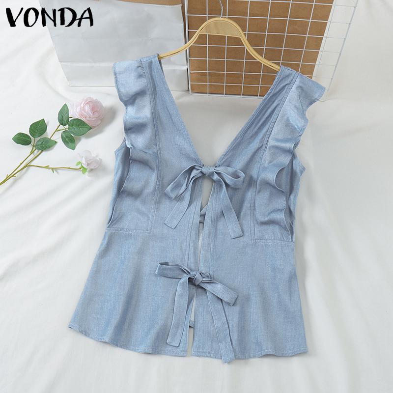 VONDA Summer Women Ruffled Sleeveless Cute Bow Knot Lace Up Backless Tank Tops 5XL світло-синій колір
VONDA Summer Women Ruffled Sleeveless Cute Bow Knot Lace Up Backless Tank Tops 5XL світло-синій колір