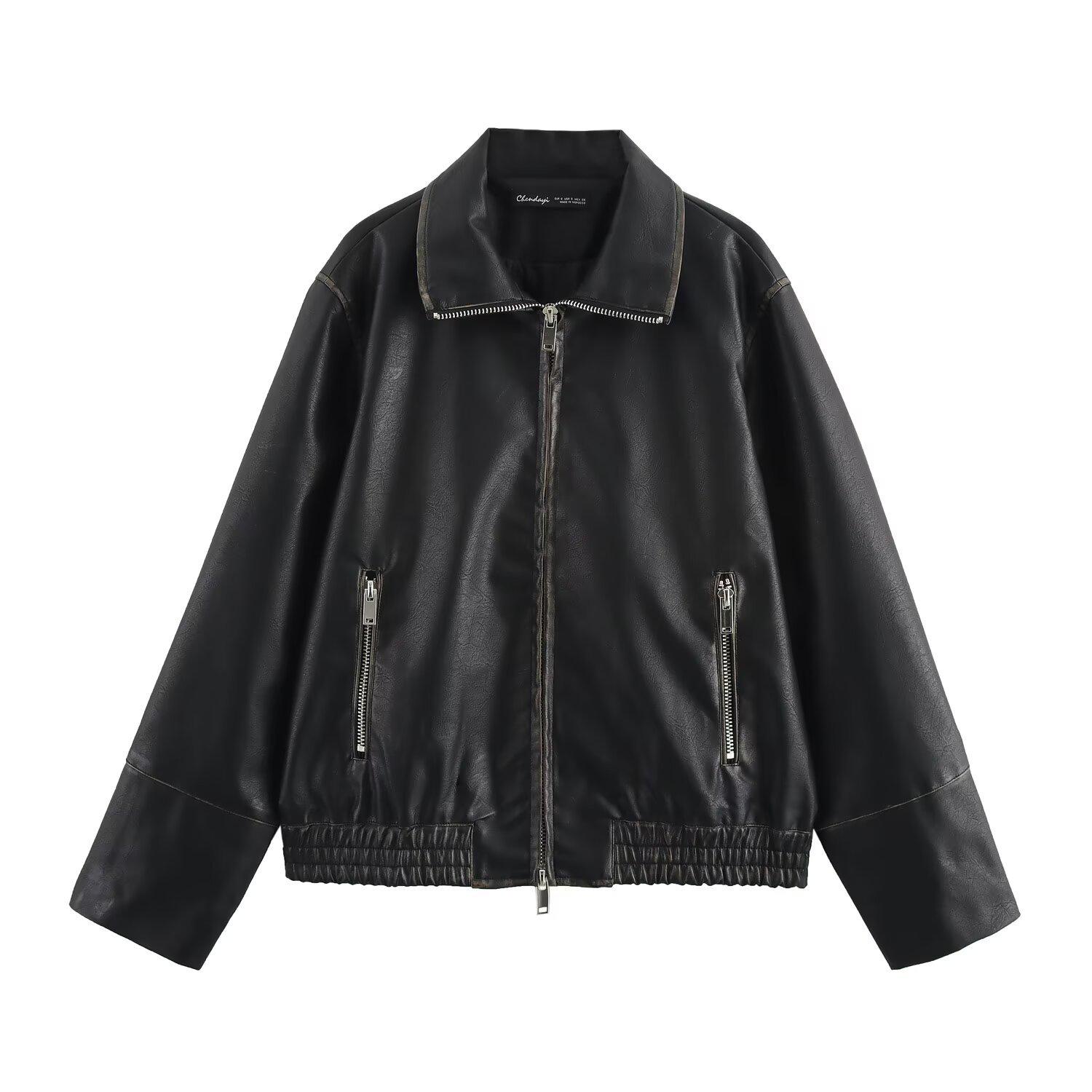 2024 Fall/Winter Women s Lapel Leather Jacket - European & American Style Large чёрный
2024 Fall/Winter Women s Lapel Leather Jacket - European & American Style Large чёрный