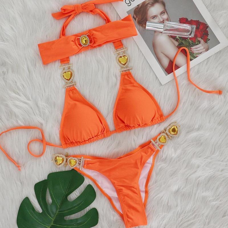 Sexy Rhinestones Bikinis Swimsuits With Headband Women Swimwear Female Push Up Bikini Beach Swim Wear Bathing Suits Pool Bather S
Sexy Rhinestones Bikinis Swimsuits With Headband Women Swimwear Female Push Up Bikini Beach Swim Wear Bathing Suits Pool Bather S