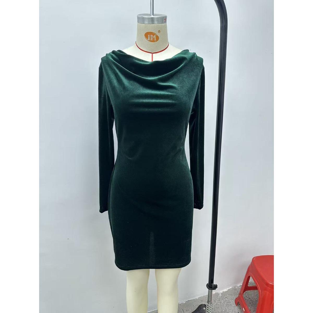 Fall Winter Women s Sexy Velvet Dress, Solid Color Cowl Neck Long Sleeve Velvet Wrap Dress, Fashion Casual Evening Party Dress S
Fall Winter Women s Sexy Velvet Dress, Solid Color Cowl Neck Long Sleeve Velvet Wrap Dress, Fashion Casual Evening Party Dress S
