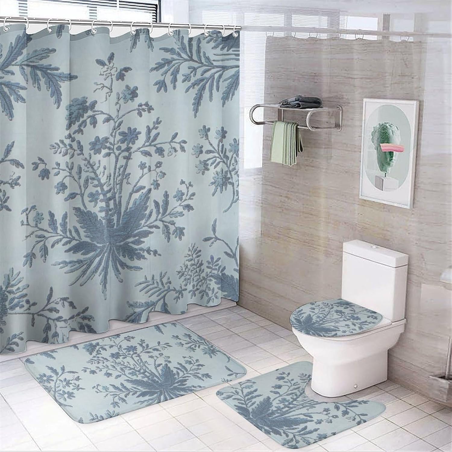 Bath Curtains Shower Set, Floral Pattern Printed On Bathroom Shower Sets With Rugs, Designed For Farmhouse Boho Contemporary W90*H180(CM)-1 Pcs
Bath Curtains Shower Set, Floral Pattern Printed On Bathroom Shower Sets With Rugs, Designed For Farmhouse Boho Contemporary W90*H180(CM)-1 Pcs