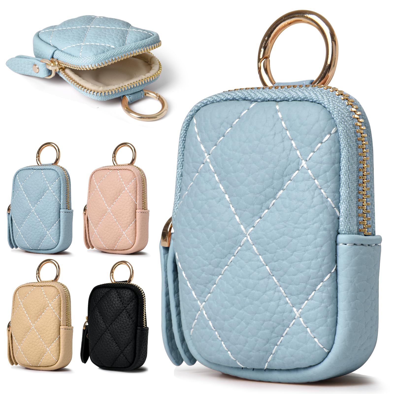 Compact leather coin purse for women and with keychain and perfect for carrying around with your men, carabiner, earphones. (C-Boule)
Compact leather coin purse for women and with keychain and perfect for carrying around with your men, carabiner, earphones. (C-Boule)